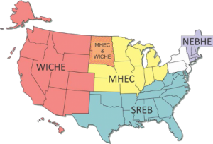 U.S. Map with Higher Education Compact Deliniations